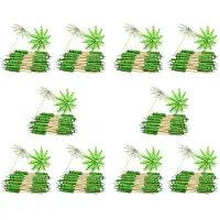 Semoic 10X Groene Kokospalm Tandenstokers Papieren Paraplu's Tandenstokers Handgemaakte Cocktail Parasolstokken voor Cocktail Decoraties
