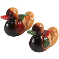 Semoic Houten Mandarijneend Model Decor 2 Stuks Handgemaakte Huwelijkscadeau Nachtkastje Ornament Creatieve Mandarijn Eend Beeldje