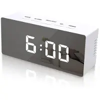 INF Digitale LED-wekker met spiegeloppervlak Wit