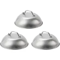 Semoic 3X Accessoires voor Bakplaten, 9 Inch Breed, Gebroken Hamburger, Smeltende Kaas, Koepelafdekking, Roestvrijstalen Bedruiping, Stoomafdekking