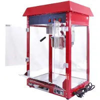KuKoo Retro Popcorn Machine, Popcornmaker, Retro Look, Rood, Hittelamp, Pan