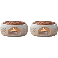 Semoic 2X Keramische Theepot Warmer Houder Basis Thee Warmer Isolatie Basis Thee Koffie Water Warmer Kaars Verwarming Basis Houder Theewaar
