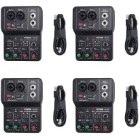 Zandona 4X TEYUN Q-12 Geluidskaart Audio Mixer Geluidskaart Console Bureau Systeem Interface 4 Kanaals 48V Power Stereo Computer Geluidskaart