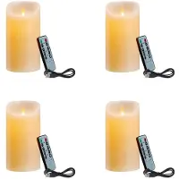 Semoic 4X LED-Kaarsen, Flikkerende Vlamloze Kaarsen, Oplaadbare Kaars, Kaarsen van Echte Was met Afstandsbediening, 12,5 cm A