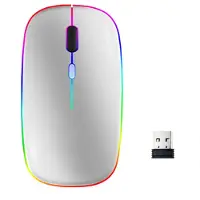 INF Draadloze computermuis met RGB LED dual mode Bluetooth/Wifi Silver