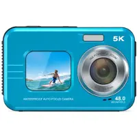 INF 5K Waterdichte Digitale Camera met Dubbele Lens voor Selfies en Avontuur Blue