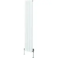MonsterShop Ovale Kolomradiator & TRV Chroomkranen - 1600mm x 240mm – Wit
