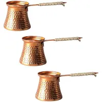 Semoic 3X Turkse Koffiepot Koffiezetapparaat Moka Pot 3 Persoon 200 ML Koper Handgemaakte Hoge Kwaliteit Decoratief Cadeau Accessoire