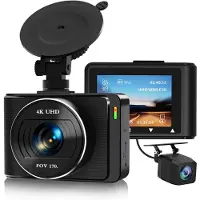 Semoic Auto dashcam, 4K/1080p camera, voor- en achteraanzicht, WiFi, opname