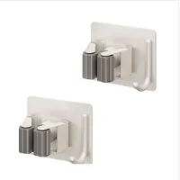 INF Gunmetal Dweilstokhouder - Veilige & Stijlvolle Opslag (2-Pack) White