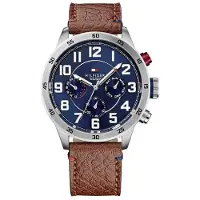 Tommy Hilfiger Horloge van roestvrij staal met bruine leren band voor heren 1791066 UK