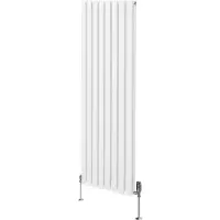 Monster Ovaal vormige radiator met elektrische verwarming & chroomkleurige thermostaafsluitingen – 1600mm x 480mm - Wit