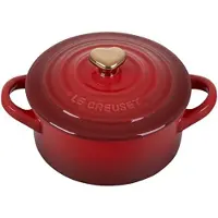 Le Creuset Cerise met Gouden Hartknop Steengoed Mini Ronde Cocotte, 8 oz