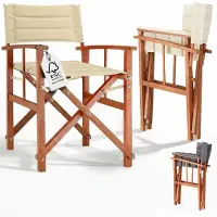 Casaria Directeursstoel Premium Crème FSC-gecertificeerd eucalyptushout Bekleed tot 160 kg