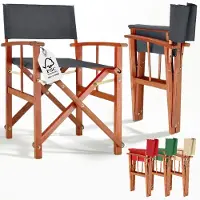 Casaria Regisseursstoel antraciet eucalyptushout FSC-gecertificeerd Inklapbare tuinstoel tot 160 kg
