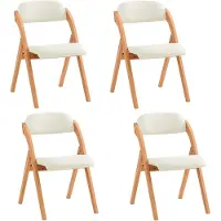 SoBuy Set van 4 Klapstoelen, Wit, Beukenhout