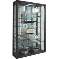 Hioshop VitrosaMini vitrinekast wandmontage met spiegel 2 glazen deuren zwart.