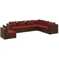 vidaXL 7-delige Loungeset met kussens poly rattan bruin
