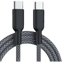Wigento USB-C oplaadkabel, 60W snelladen, nylon kabel, 3 meter, zwart, universeel