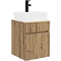 vidaXL Wandgemaakte spoelbak wastafel Artisanaal eiken