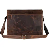 Green Burry laptoptas schoudertas met laptopvak Vintage Notebook Bag Brown bruine