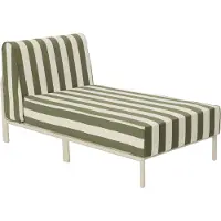 Oviala - Gestreepte ligstoel voor modulaire tuinmeubelen in kaki groene stof - Patio