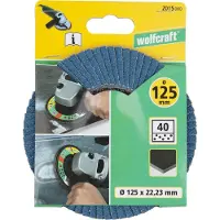 Wolfcraft - Lamellenschijf - 125mm - Korrel 40 - Schuurlamellenplaat haakse slijper voor metaal - 2015000
