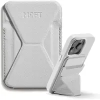 MOFT Snap-On Magnetische Kaarthouder - Wallet Compatibel met MagSafe - Pasjeshouder met Standaard - MOVAS Vegan Leer - Portemonnee 2 Pasjes - Grijs