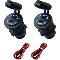 Proride 12V USB-C Wandcontactdoos Inbouw - 30W - 2 Poorten - QC4.0 - Blauw - Kabel en Zekering - Auto Boot en Camper - 2 stuks