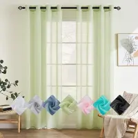 Unyqoos Transparante Luchtige Gordijnen Set van 2 voor Slaapkamer en Woonkamer - Groen - 140x215 cm