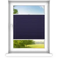 Time4blinds - Plisségordijn zonder boren op maat gemaakt - Vouwgordijn - Plisségordijn privacy en zonwering - Eenvoudige installatie - Kant-en-klaar plisségordijn - 130x70 cm - Saffier
