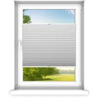 Time4blinds - Plisségordijn zonder boren op maat gemaakt - Vouwgordijn - Plisségordijn privacy en zonwering - Eenvoudige installatie - Kant-en-klaar plisségordijn - 80x170 cm - Zilver