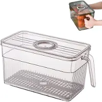 VHV - Koelkast organizer - Vershoudbakjes - Koelkast opbergdoos - Met handvat - Transparant - Stapelbaar - Voor groente en fruit - Keuken organizer - 30*15*15cm - Grijs