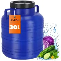 Kadax Plastic vat, brede hals, vat van HDPE-kunststof met deksel, dekselvat, multifunctioneel kunststof vat, universeel vat, watervat (30 l, 1 stuk)