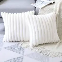 OKWISH Kussenslopen – Sierkussensloop Set Met Pluche Kussenslopen Voor Couch, Slaapkamer En Auto – Zachte Fluwelen Kussenslopen – Wit