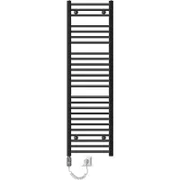 LuxeBath Elektrische Badkamerkachel Sahara 400x1500 mm Antraciet Rechte Zijaansluiting Verwarmingsstang 900W Thermostaat Digitaal Display, Handdoekverwarming met Patroonverwarming, Handdoekwarmer