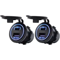 Proride 12V USB-C Wandcontactdoos Inbouw - USB-A en USB-C - 2 Poorten - QC3.0 - Blauw - Voor Auto Boot en Camper - 2 stuks