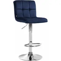 CLP Peru Barkruk - Met rugleuning - Voetsteun - Fluweel - Velvet - chroom/blauw