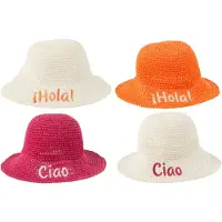 J-Line hoed Ciao/Hola - papier - wit/roze/oranje - 4 stuks