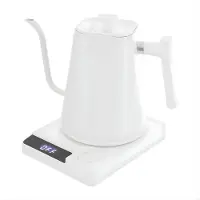 Happiq Elektrische Waterkoker met LED Display – RVS Gooseneck Waterkoker met Basis – Precisie Schenktuit voor Thee en Koffie – Geschikt voor Kantoor en Hotel – Wit