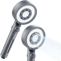 OKWISH Douchekoppen - Handdouche Hoge Druk Met 5 Modi, Ingebouwde 4-Layer Filter, Waterbesparende Douchekop, ABS, Grijs, 26,4 x 10,1 cm
