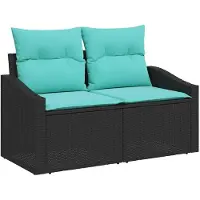 vidaXL Tuinbank Set 6 st Zwart poly rattan
