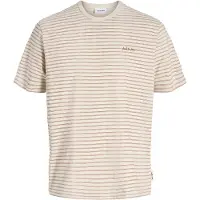 Jack & Jones JUNIOR gestreepte T-shirt beige Jongens Katoen Ronde hals - maat 164