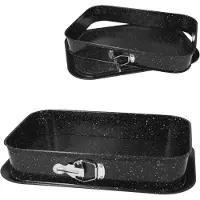 Brunbeste Bakvormenset – 2 Delige Ovenschalen met Marmer Coating – 35 x 24 cm / 28 x 19 cm – Zwart