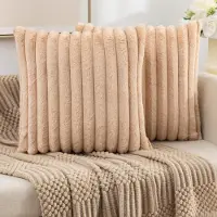 OKWISH Kussenslopen – Fluwelen Kussensloop Set Met Zachte Kussenslopen Voor Couch, Slaapkamer En Woonkamer – Scandinavische Moderne Stijl – Lichtbruin – 45x45 cm