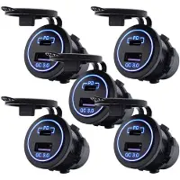 Proride 12V USB-C Wandcontactdoos Inbouw - USB-A en USB-C - 2 Poorten - QC3.0 - Blauw - Voor Auto Boot en Camper - 5 stuks