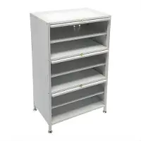 Happiq Schoenenkast – Voor Hal, Entree & Woonkamer – Schoenenkast met 6 Niveaus, Deuren en Metalen Details – 60×35×107,5 cm – Warm Wit
