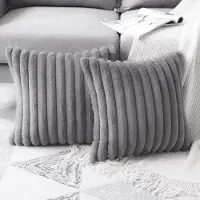 OKWISH Kussenslopen – Grijze Kussenslopen Set Van 2 Met Fluweel, Comfortabele Sierkussenslopen Met Rits Voor Woonkamer En Slaapkamer – 50x50 Cm – Fluweel – Grijs