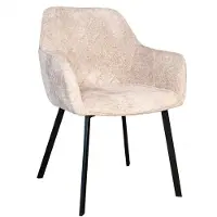 Lizzely Garden & Living SET DEAL: 4 stuks Eetkamerstoel met armleuning Yurgan chenille beige eetstoel zetel