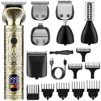 OKWISH Tondeuses - Heren Scheerapparaat - Multifunctionele Scheermachine - 7-in-1 Trimmer - Neushaartrimmer - Volledig Metalen Trimmer - Goud